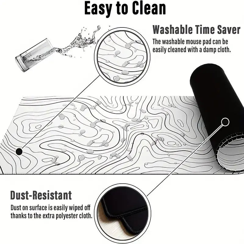 Large Gaming Mouse Pad with Stitched Edges and Non-Slip Rubber Base, Extended Design for Desk Use