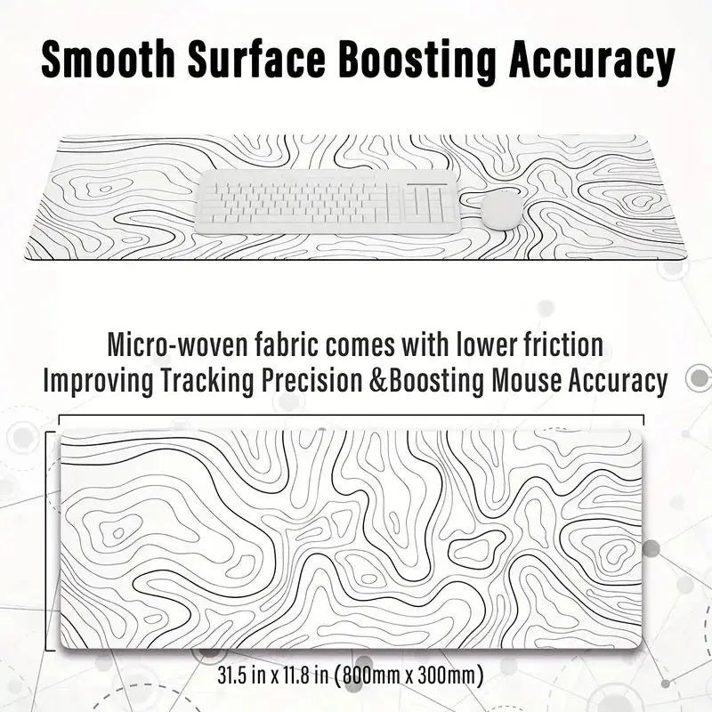 Large Gaming Mouse Pad with Stitched Edges and Non-Slip Rubber Base, Extended Design for Desk Use