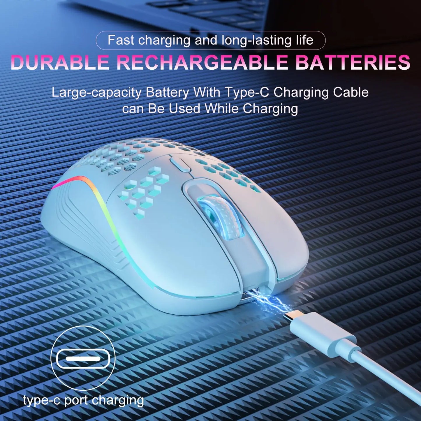 2.4G Wireless RGB Gaming Mouse – 6 Buttons, Rechargeable