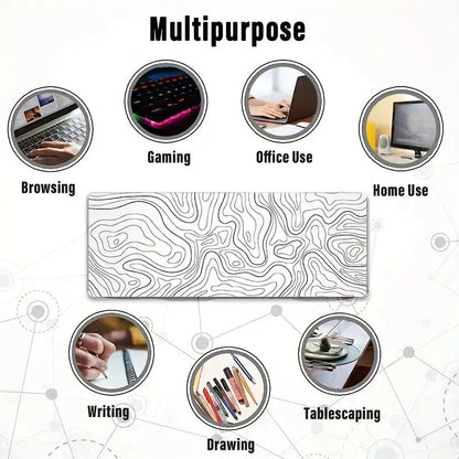 Large Gaming Mouse Pad with Stitched Edges and Non-Slip Rubber Base, Extended Design for Desk Use